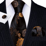 Ensemble élégant de cravates et boutons de manchette en soie à fleurs multiples pour homme, cravate jacquard à fleurs pour mariage, entreprise, fête, événement, Barry.Wang
