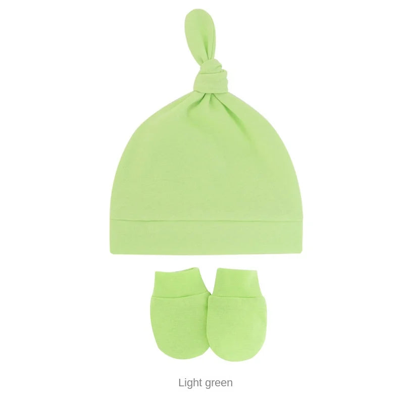Bonnet pour nouveau-né avec gants, bonnet chaud en coton pour enfants, accessoires pour enfants, bonnet de nuit pour bébés de 0 à 6 mois, automne et hiver