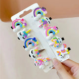 Lot de 10 pinces à cheveux pour enfants, en gel souple, pour filles, mignonnes, avec clips latéraux, motifs dessins animés