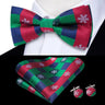 Hi-Tie Nœuds papillon verts de Noël pour hommes Cravate papillon en soie Ensemble de boutons de manchette et mouchoirs pour fête de mariage Nœud papillon uni à carreaux cachemire