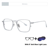 American Design Men Square Frames Handmade Retro Pure Titanium Glasses Thick Edges Business Eyeglasses Suitable for Large Faces