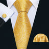Classic Gold Silk Men Necktie Fashion Stripe High Quality Handkerchief Cufflinks Set Wedding Male Ties Business Party Barry.Wang