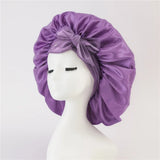 Bonnet de nuit en satin pour femme, large bande solide, extensible, avec nœud, bonnet soyeux, bonnet de nuit, soins capillaires, couvre-tête de douche