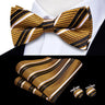 Hi-Tie Nœud papillon rayé noir et rouge pour homme, mouchoir, boutons de manchette, en soie pré-nouée, pour soirée d'affaires masculine, vente en gros