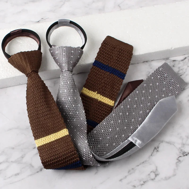 Cravates de mariage pour hommes, mode, cravates noires, chemises blanches, cravates à col, cadeaux, fermeture éclair, cravate en tricot pour hommes, vêtements, accessoires