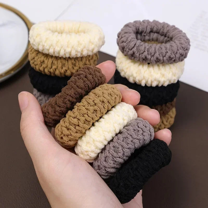 50/10Pcs New Korean Woman Big Elegant Elastics Hair Band Solid Color Scrunchies Hair Ties Ladies Ponytail Hold Hair Accessories