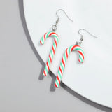 1 Pair Candy Cane Earrings Ladies Girls Christmas Ornaments Accessories Jewelry Gifts