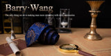 Cravate de mariage noire, dorée et rose pour homme, en soie florale, motif jacquard, pochette, boutons de manchette, pour soirée d'affaires, Barry.Wang