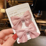 1Pair Cute Girls Hairgrips Hairpins Hair Clips Solid Color Ribbon Bow-knot Handmade Bows Barrettes Hair Accessories