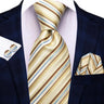 Hi-Tie Cravate de mariage en soie à motif floral, couleur champagne ivoire massif, pour homme, de qualité, avec boutons de manchette, tendance, pour entreprise, livraison directe
