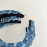 Women Denim Cloth Knotted Headbands Hairbands Headdress INS Fashion Cool Cowboy Wide Head Bands Hair Hoops