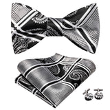 Dropshipping Jacquard Silk Mens Self Bow Tie Hanky Cufflinks Set Male Butterfly Knot Bowtie Wholesale for Male Wedding Business