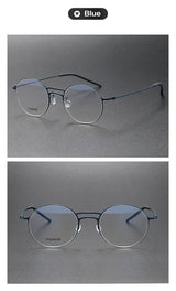 Handmade Round Titanium Glasses Frames 5518 Retro Men Double Beam Round No Screw Eyeglasses Denmark Brand Lightweight Women
