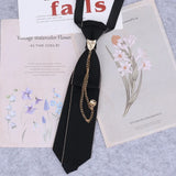 Cravate en ruban noir faite à la main, bijoux en strass cristal, chemises blanches pour hommes, étudiantes, garçons, col, cravates, uniformes, femmes