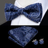 Hi-Tie Marque Soie Pré-noué Homme Nœud Papillon Mouchoir Boutons de Manchette Ensemble Nœud Papillon pour Homme Jacquard Solide Cachemire Floral Mariage Cadeau d'Affaires