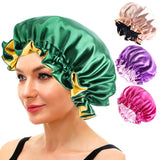 Gorro de satén reversible para mujer, gorro de dormir de doble capa ajustable, gorro de dormir redondo extragrande, gorro de ducha