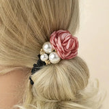 Élastiques à cheveux en forme de fleur de rose perlée, élastiques à cheveux, bandeaux en caoutchouc extensibles, bandeaux floraux, chouchous, porte-queue de cheval
