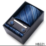 Cravate pour homme, tout nouveau style, cadeau de mariage, ensemble de pochettes, boîte à cravates, accessoires de costume noirs pour hommes