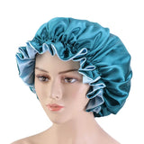 Bonnet de nuit en satin double couleur, bonnet de nuit en dentelle extra large, bonnet rond pour soins capillaires, bonnets de douche