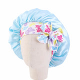 Bonnet de nuit pour enfants et filles, imprimé floral, bonnet de nuit en satin, turban, bonnet de nuit pour enfants, bonnet de soins capillaires, bonnet de nuit