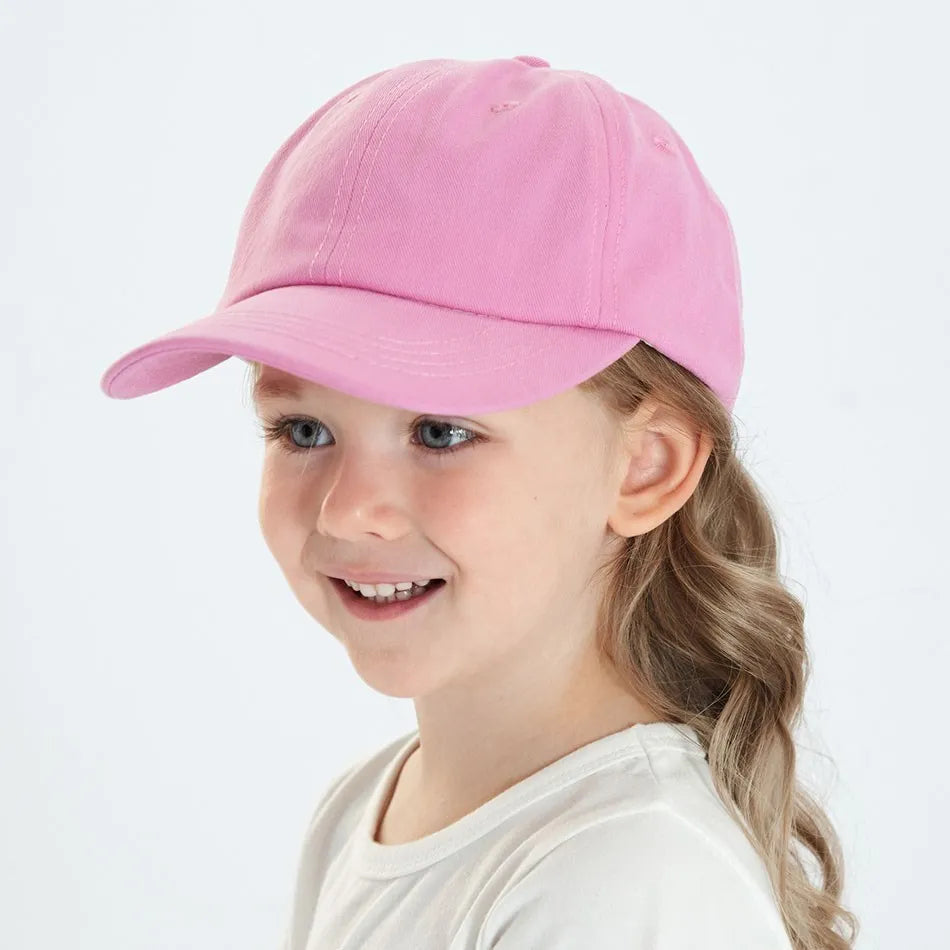 Casquettes pour enfants, couleur unie, en coton respirant, à rabat, ajustable, pour bébés, filles, été, de 1 à 5 ans