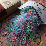 Lot de 1 000 élastiques à cheveux en nylon pour filles, accessoires pour cheveux, queue de cheval, ornements pour enfants
