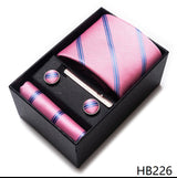 Cravate pour homme, tout nouveau style, cadeau de mariage, ensemble de pochettes, boîte à cravates, accessoires de costume noirs pour hommes