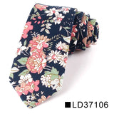Nouvelle cravate florale pour hommes et femmes, cravate fine en coton pour mariage, cravates décontractées pour hommes, costumes classiques, cravates à imprimé floral