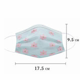 50pcs Mask Adult Net Yarn Flowers Four-Layer Disposable Protective Printing Mask Mouth Face Mask Breathable Earloops
