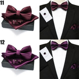 EASTEPIC Men's Bow Tie Sets Including Cufflinks and Handkerchieves Bow Ties with Adjustable Straps for Formal Occasions