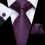 Hi-Tie – Cravate de mariage en soie violette unie à motif cachemire pour homme, ensemble de qualité avec boutons de manchette et mouchoir, cadeau tendance, livraison directe