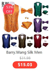 Barry.Wang Nouveauté Soie Hommes Cravate Mouchoir Boutons de Manchette Ensemble Jacquard Animal Dinosaure Chauve-Souris Gravat Cravate Pour Homme Mariage Affaires