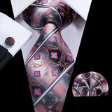 Hi-Tie 100% soie classique pour homme, cravate de mariage corail rose rouge pêche, pochette carrée, boutons de manchette, ensemble de cravates roses pour hommes, cravates cachemire unies