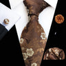 Ensemble de cravates en soie rose floral pour hommes, ensemble de cravates de fête de mariage, mouchoir, broche, boutons de manchette, accessoires pour hommes de haute qualité Gravata