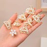 Lot de 6, 8 ou 10 petites pinces à cheveux géométriques en métal avec perles et strass pour femmes et filles