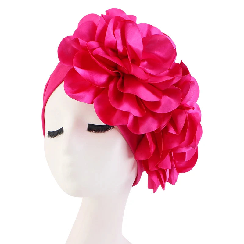 New Woman Muslim Hijab Caps With Big Flower Turban Bonnet Islamic Wrap Head Inner Cap for Hijabs Trendy Headdress