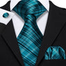 Barry.Wang Ensemble cravate et mouchoir en soie à carreaux pour homme, motif jacquard, idéal pour un mariage, un marié ou une équipe