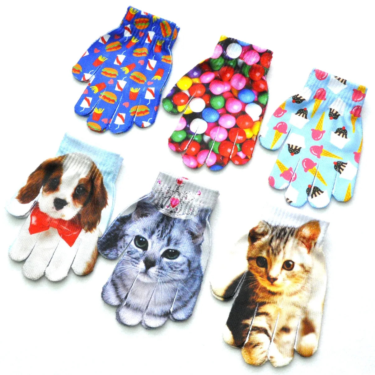 Gants pour enfants de 5 à 11 ans, pour écoliers de maternelle, hiver, chauds, motif chiot 3D, mitaines tricotées, gants à doigts complets, gants à tricoter pour enfants