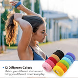12pcs Large Stretch Thick Hair Ties Seamless Terry Cloth Hair Elastics Ponytail Holder Knit Hair Rope Hair Accessories for Women