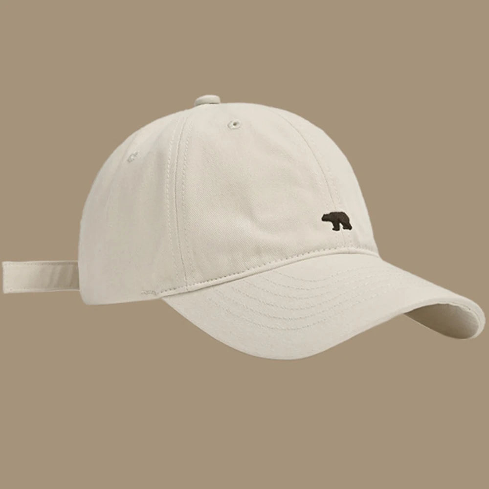 Fashionable Retro Polar Bear Embroidered Baseball Cap For Women Japanese Style Versatile Big Head Circumference Duckbill cap