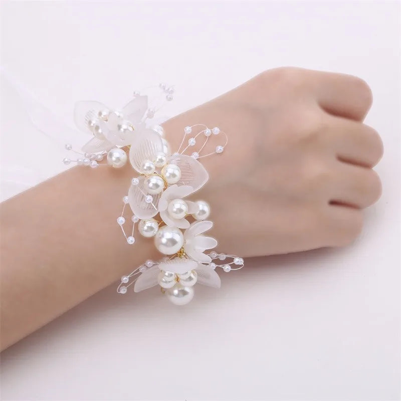 Spring Bohemian Girls Bridal Pearl Hair Headdress Flower Wreath Bride Garland Head Hoop Headbands Hair Jewelry Children Gifts