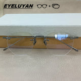 EYELUYAN Prescription Glasses 1.61 MR-8 Anti Radiation Aspheric Lens Myopia Optical Rimless Eyeglasses Pure Titanium Frame