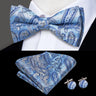 Hi-Tie Marque Soie Pré-noué Homme Nœud Papillon Mouchoir Boutons de Manchette Ensemble Nœud Papillon pour Homme Jacquard Solide Cachemire Floral Mariage Cadeau d'Affaires