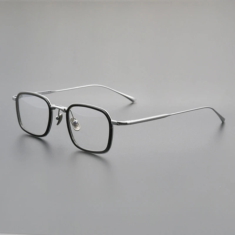 TFTB Retro All Pure Titanium Men's Glasses Luxury Square Small Framework Ultralight Optical Prescription Eyeglasses Frame 142mm