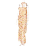 Suninheart Elegant 2 Pieces Dress Set with Scarf Women Fashion Matching Sets Sexy Cropped Top and Long Dress Set Casual Dress