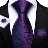 Hi-Tie – Cravate de mariage en soie violette unie à motif cachemire pour homme, ensemble de qualité avec boutons de manchette et mouchoir, cadeau tendance, livraison directe