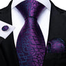 Hi-Tie – Cravate de mariage en soie violette unie à motif cachemire pour homme, ensemble de qualité avec boutons de manchette et mouchoir, cadeau tendance, livraison directe