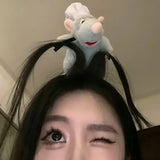5PCS Headband Cartoon Mouse Hairband New Cartoon Plush Doll Headband French Wide-brim Hairpin Photo Headwear Creative Girl Gift