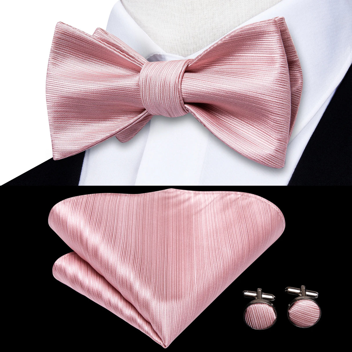Hi-Tie Ensemble nœud papillon en soie pour homme, mouchoir et boutons de manchette, bleu, rouge, or, noir, blanc, jacquard, nœud papillon, mariage, affaires