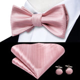 Hi-Tie Ensemble nœud papillon en soie pour homme, mouchoir et boutons de manchette, bleu, rouge, or, noir, blanc, jacquard, nœud papillon, mariage, affaires
